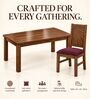 Kiran 6 Seater Dining Set In Provincial Teak Finish With Plum Colour Chair Kiran 6 Seater Dining Set In Provincial Teak Finish With Plum Colour Chair