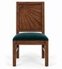 Kiran 6 Seater Dining Set In Provincial Teak Finish With Teal Green Colour Chair Kiran 6 Seater Dining Set In Provincial Teak Finish With Teal Green Colour Chair