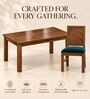 Kiran 6 Seater Dining Set In Provincial Teak Finish With Teal Green Colour Chair Kiran 6 Seater Dining Set In Provincial Teak Finish With Teal Green Colour Chair