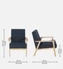 Kitami Solid Wood 1 Seater Sofa in Natural & Navy Finish