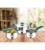 5 Pcs Shimmer Stainless Steel Cookware Set with Green Handle