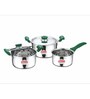 5 Pcs Shimmer Stainless Steel Cookware Set with Green Handle