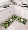 Green Floral Design Kitchen Floor Runner and Mat Combo Pack of 2