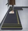 Grey Stripe Design Kitchen Floor Runner and Mat Combo Pack of 2
