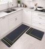 Grey Stripe Design Kitchen Floor Runner and Mat Combo Pack of 2
