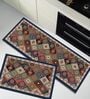 Pack of 2 Multicolor Traditional Runner and Door Mat Combo