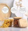 Kitchen Storage Jars Borosilicate Glass Jar with Wooden Lid Air Tight Jar, 450 ML, Pack of 2, Transparent