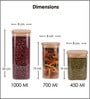 Kitchen Storage Jars Borosilicate Glass Jar with Wooden Lid Air Tight Jar, 700 ML, Pack of 2, Transparent