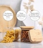 Kitchen Storage Jars Borosilicate Glass Jar with Wooden Lid Air Tight Jar, 700 ML, Pack of 2, Transparent