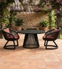 Kiva Wicker Outdoor Table & Chair Set In Black Finish