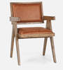 Kiya Leatheratte Arm Chair in Teak Wood Colour