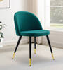 Kiyaa Velvet Dining Chair In Turkis Blue Colour