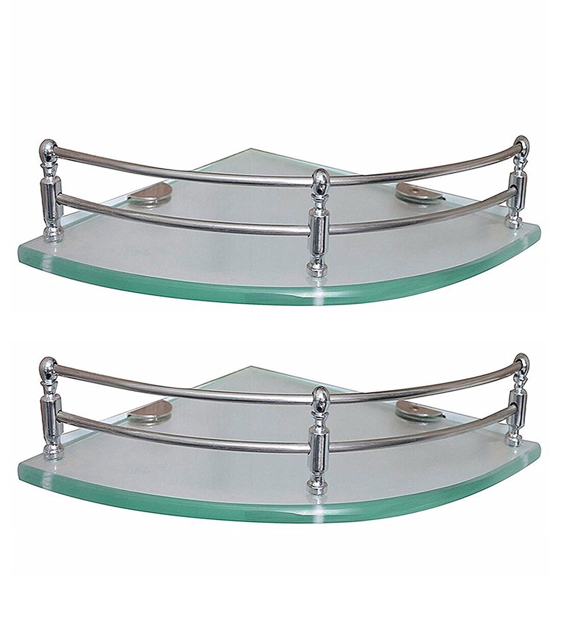 Buy Klaxon Silver Glass Corner Shelves Set of 2 Online Bathroom