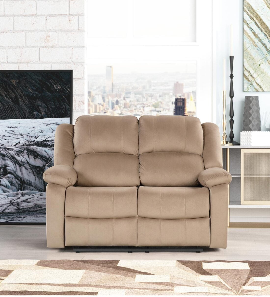 Buy Zik Fabric 2 Seater Recliner In Cream Colour At 51 Off By Royaloak Pepperfry 6779