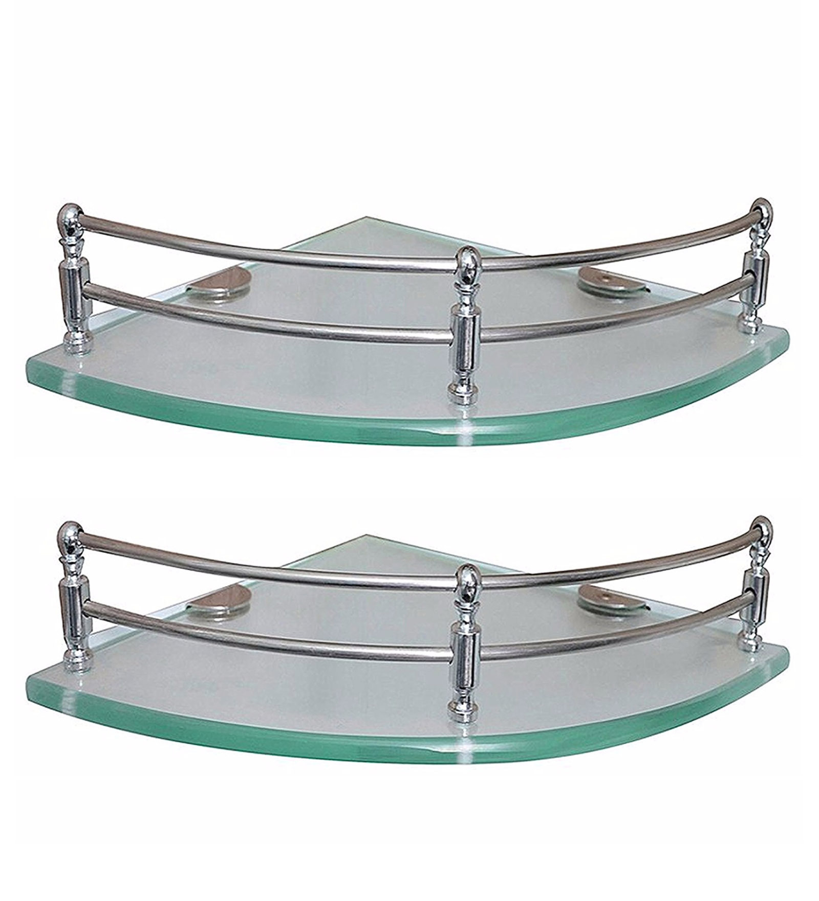 Klaxon Silver Glass Corner Shelves