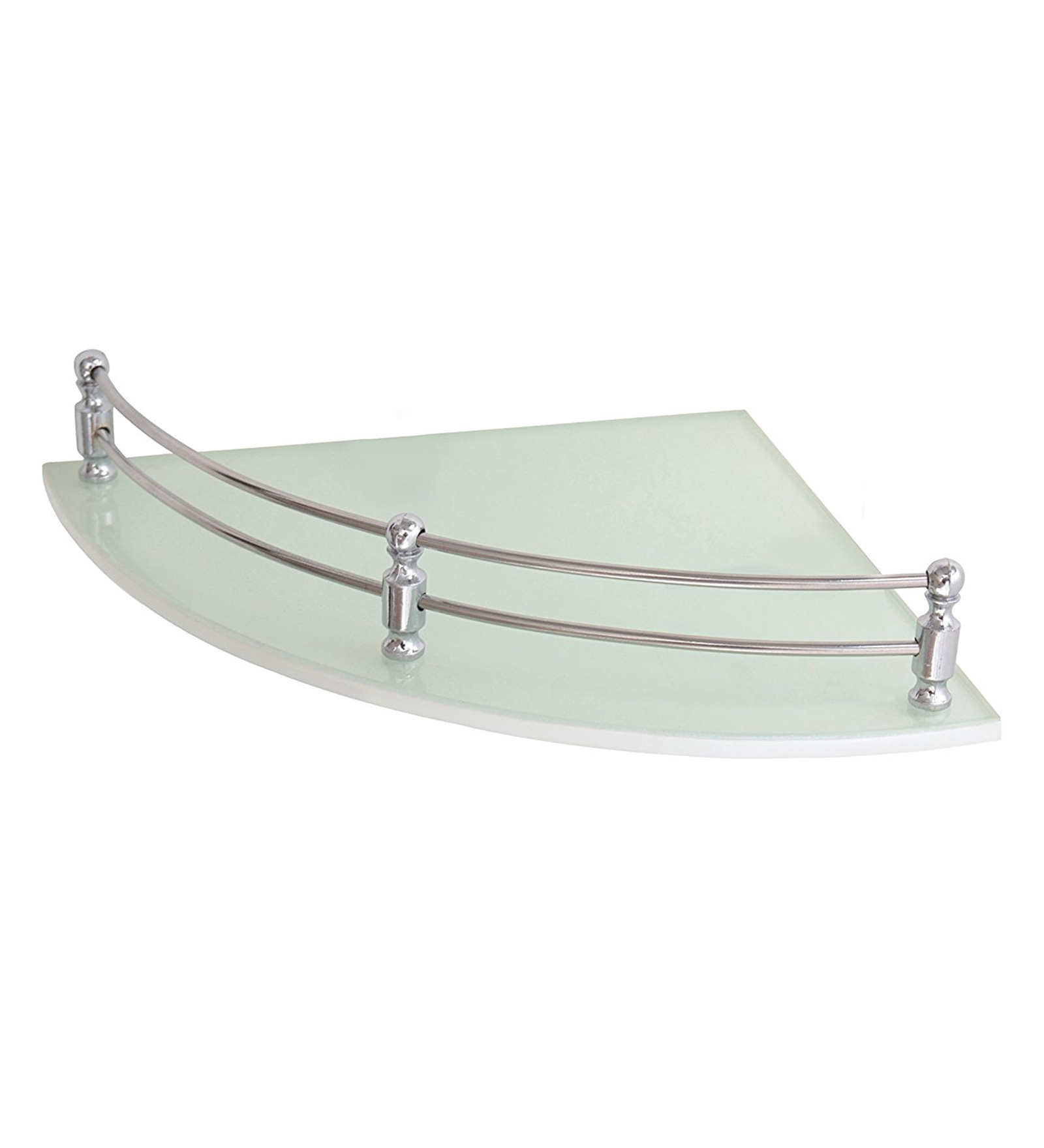 Klaxon White Glass 9 x 9 Inch Bathroom Corner Wall Shelf