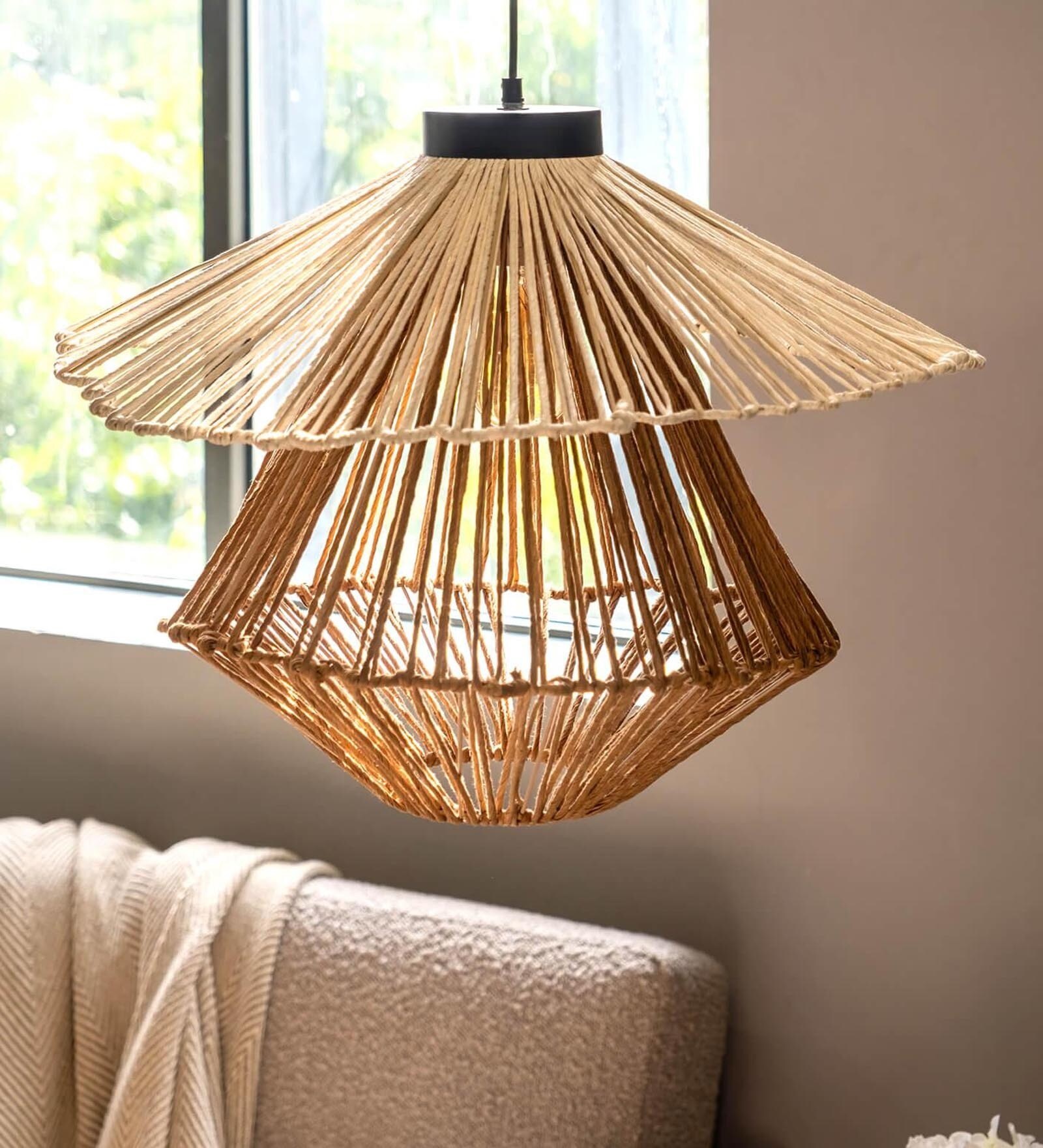 Klimt Rafia Hanging Lamp Brown White