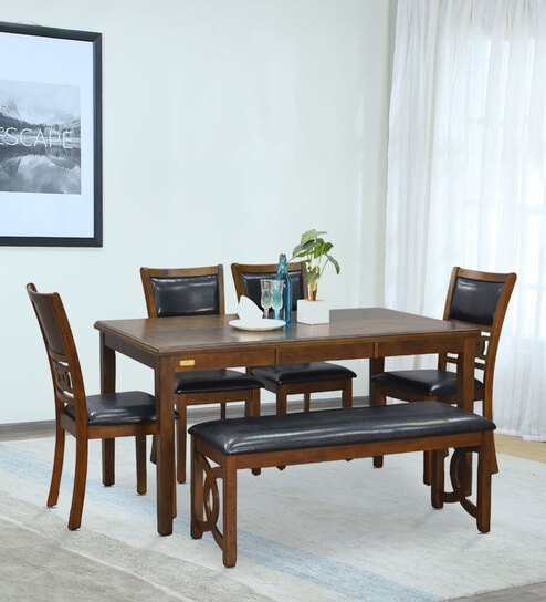 Klazt 6 Seater Dining Set In Brown Finish