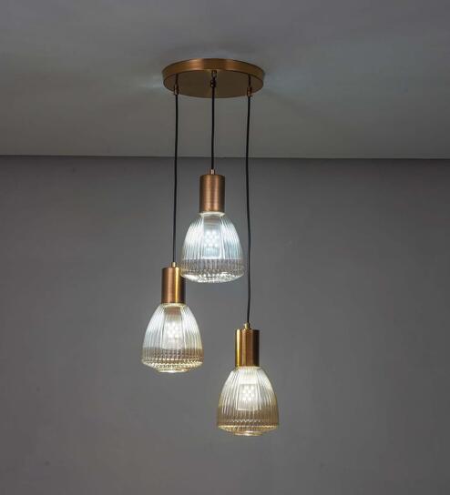 Klimt Metal & Glass 3-Light Ceiling Pendant (Amber)