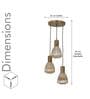Klimt Metal & Glass 3-Light Ceiling Pendant (Amber)