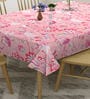 Pink Floral Cotton Blend 6 Seater Rectangular Table Cover