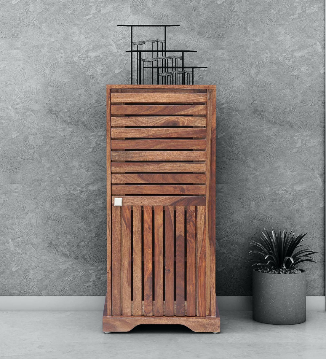 Buy Samara Sheesham Wood Shoe Cabinet In Rustic Teak Finish At Off By Woodsworth From