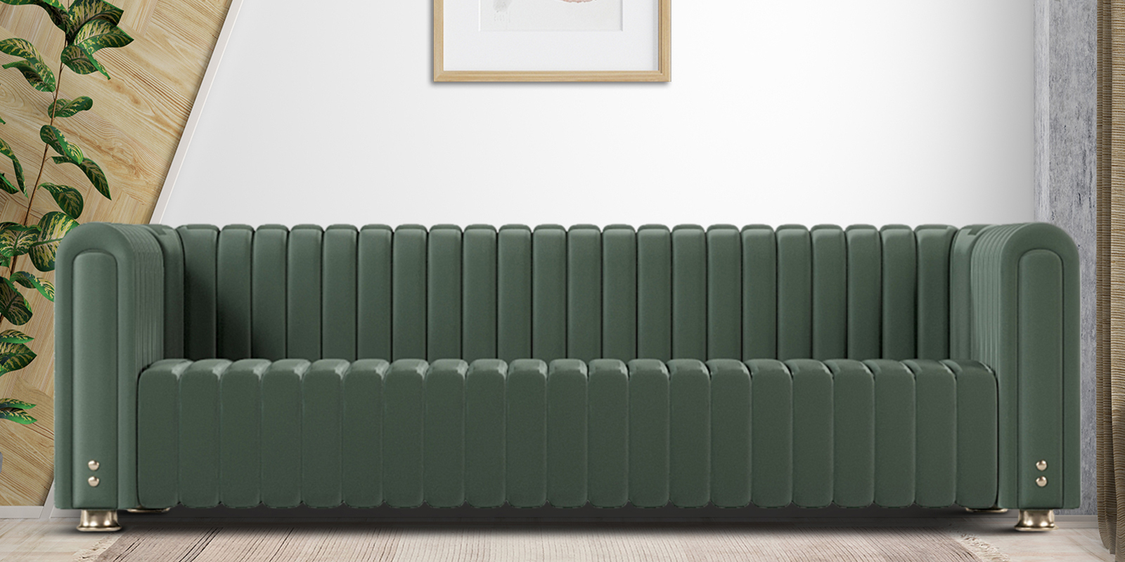 Knox Leatherette3 Seater Sofa in Sage Green Colour