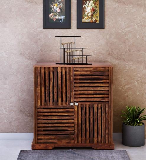 Buy Knoll Solid Wood Shoe Cabinet In Provincial Teak Finish By