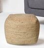 Rectangle Jute Fabric Pouffe in Natural Colour