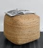 Rectangle Jute Fabric Pouffe in Natural Colour