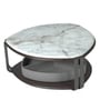Knox Metal Nesting Coffee Table Set in Grey Finish with White Marble Top 