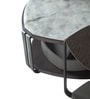 Knox Metal Nesting Coffee Table Set in Grey Finish with White Marble Top 