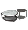 Knox Metal Nesting Coffee Table Set in Grey Finish with White Marble Top 