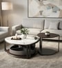 Knox Metal Nesting Coffee Table Set in Grey Finish with White Marble Top 