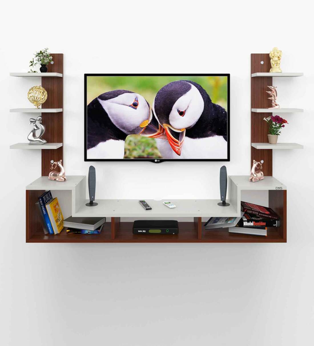 Buy Konrad TV Unit in Classic Walnut & Frosty White Finish for TVs up