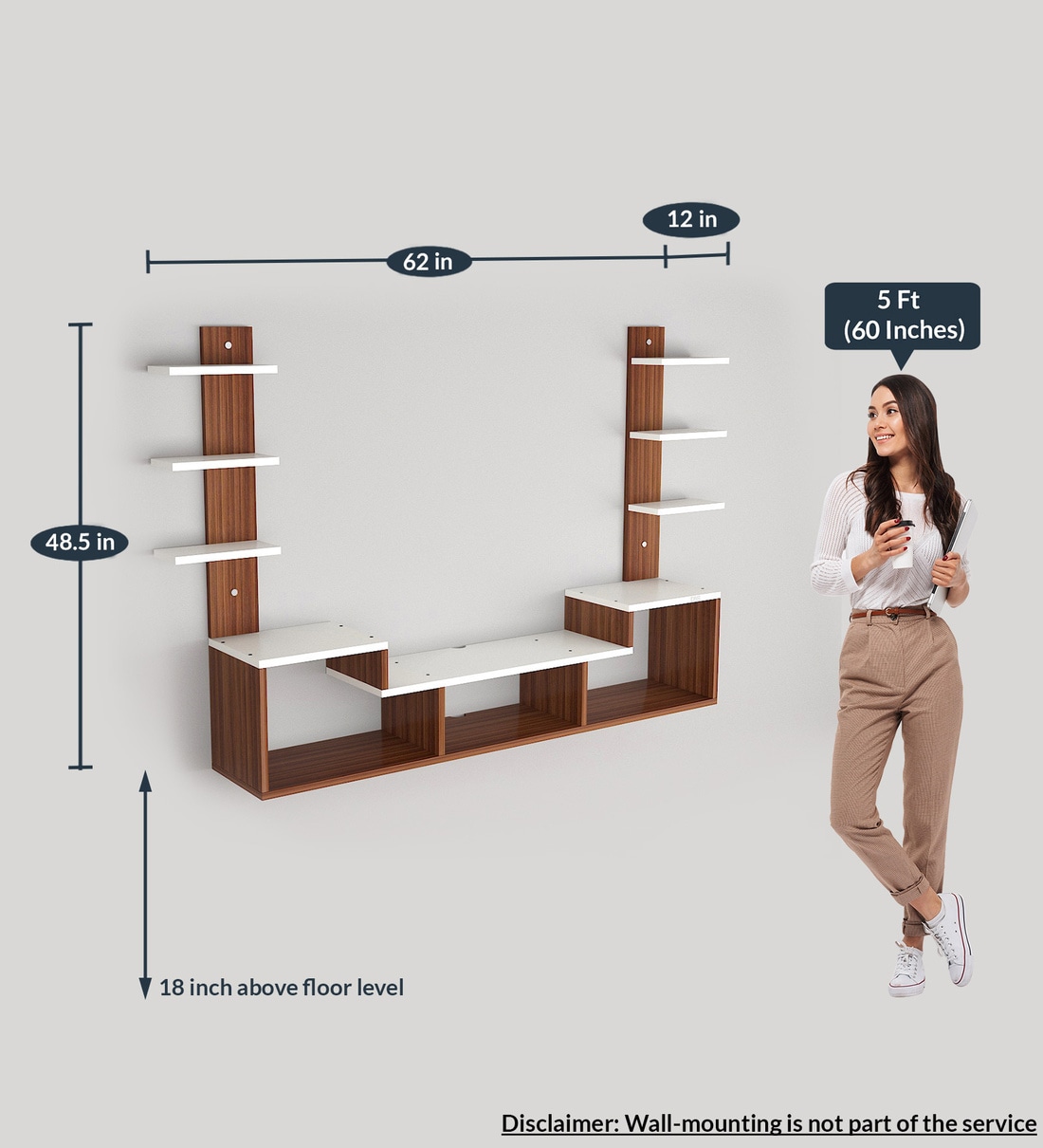 Buy Hubert TV Unit in Classic Walnut & Frosty White Finish for TVs