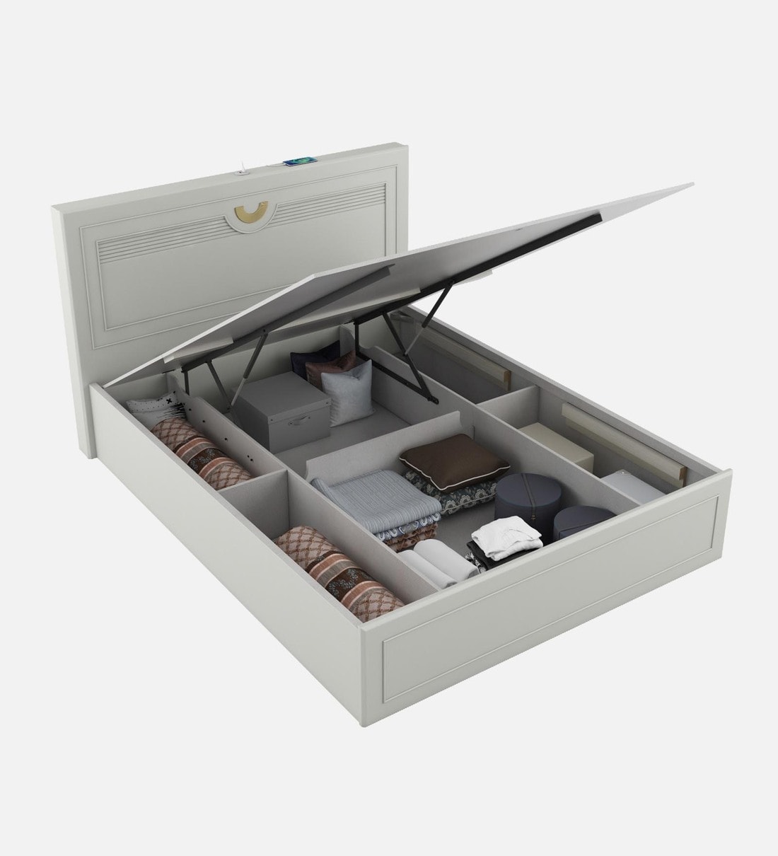 Buy Kosmo Akira Queen Bed In Grey Finish With Hydraulic