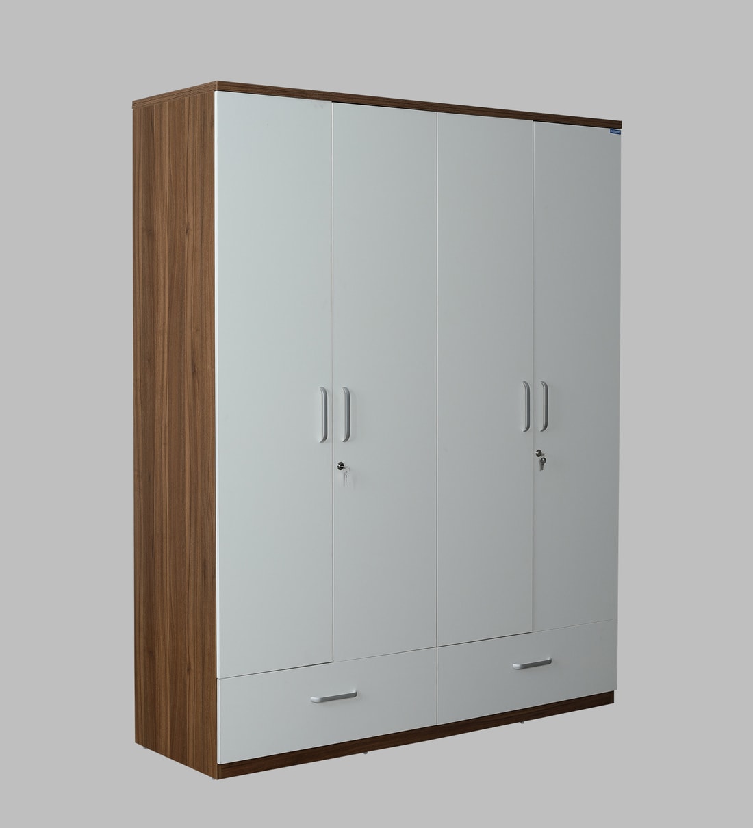 Buy Kosmo Apex 4 Door Wardrobe In Frosty White Finish With Locker