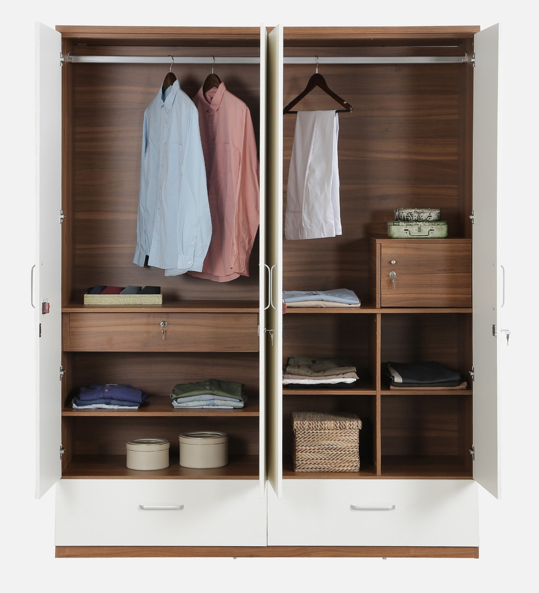 Buy Kosmo Apex 4 Door Wardrobe With Mirror In Frosty White Finish