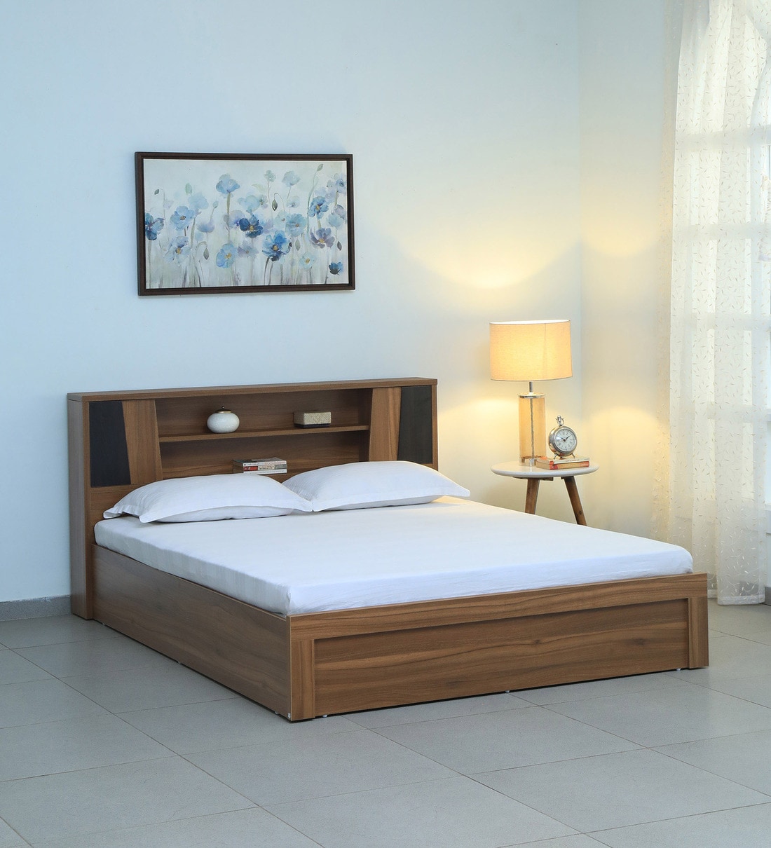 Buy Kosmo Arthur Queen Size Bed In Natural Teak Finish With Box Storage At 33 OFF By Spacewood