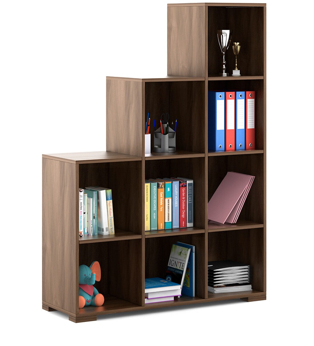 Buy Kosmo 9 Cube Book Shelf in Glossy Vermount Finish by Spacewood Online Modern Book Shelves