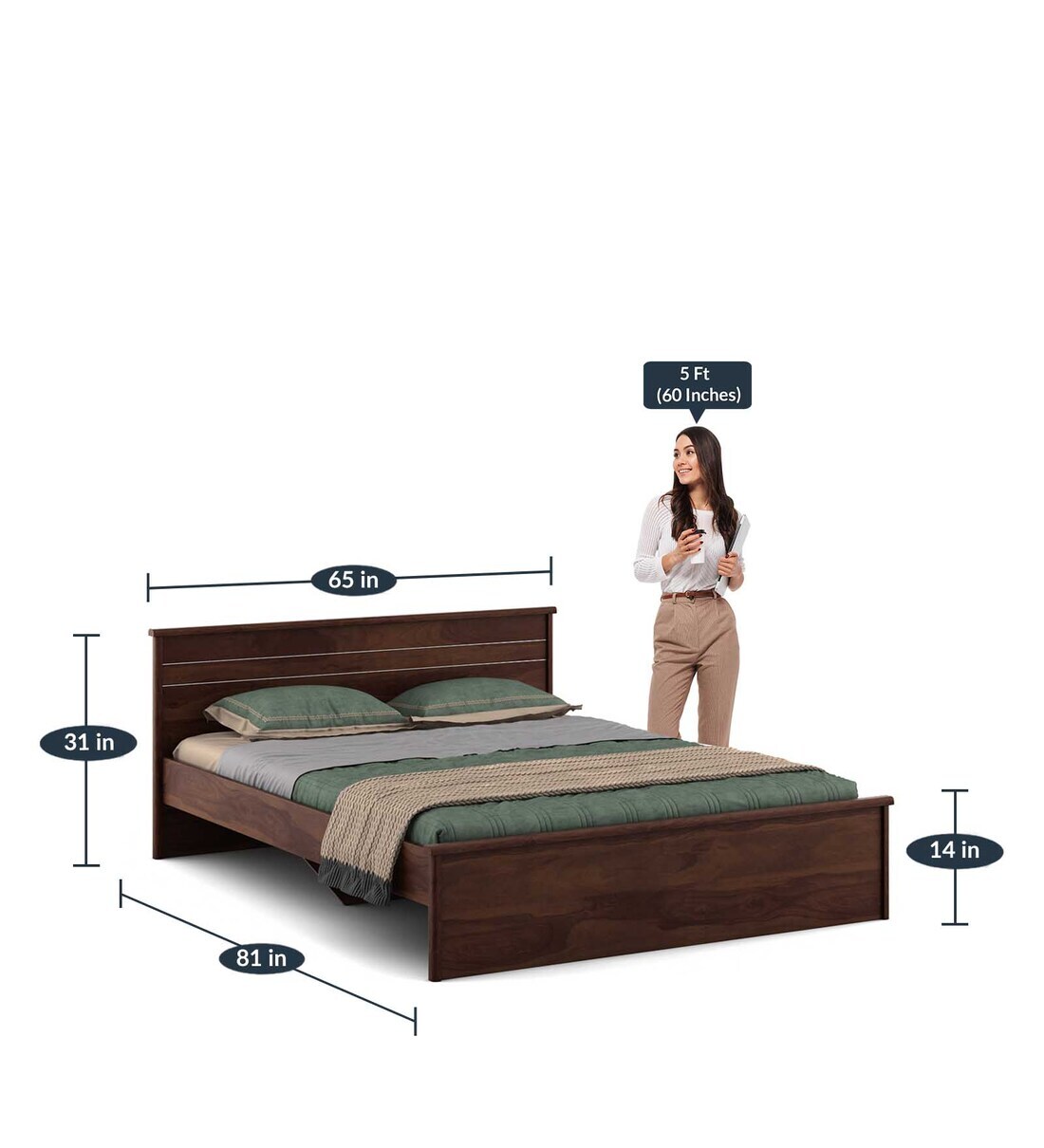 Buy Kosmo Carnival Queen Size Bed in Melamine Finish by Spacewood