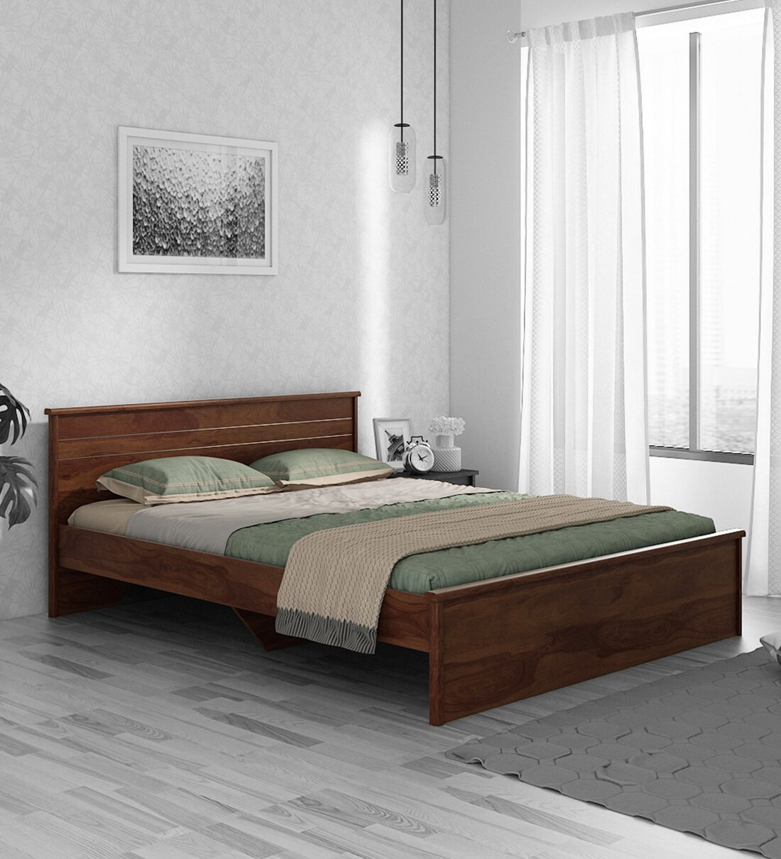 Buy Kosmo Carnival Queen Size Bed in Melamine Finish by Spacewood Online Modern Queen Size