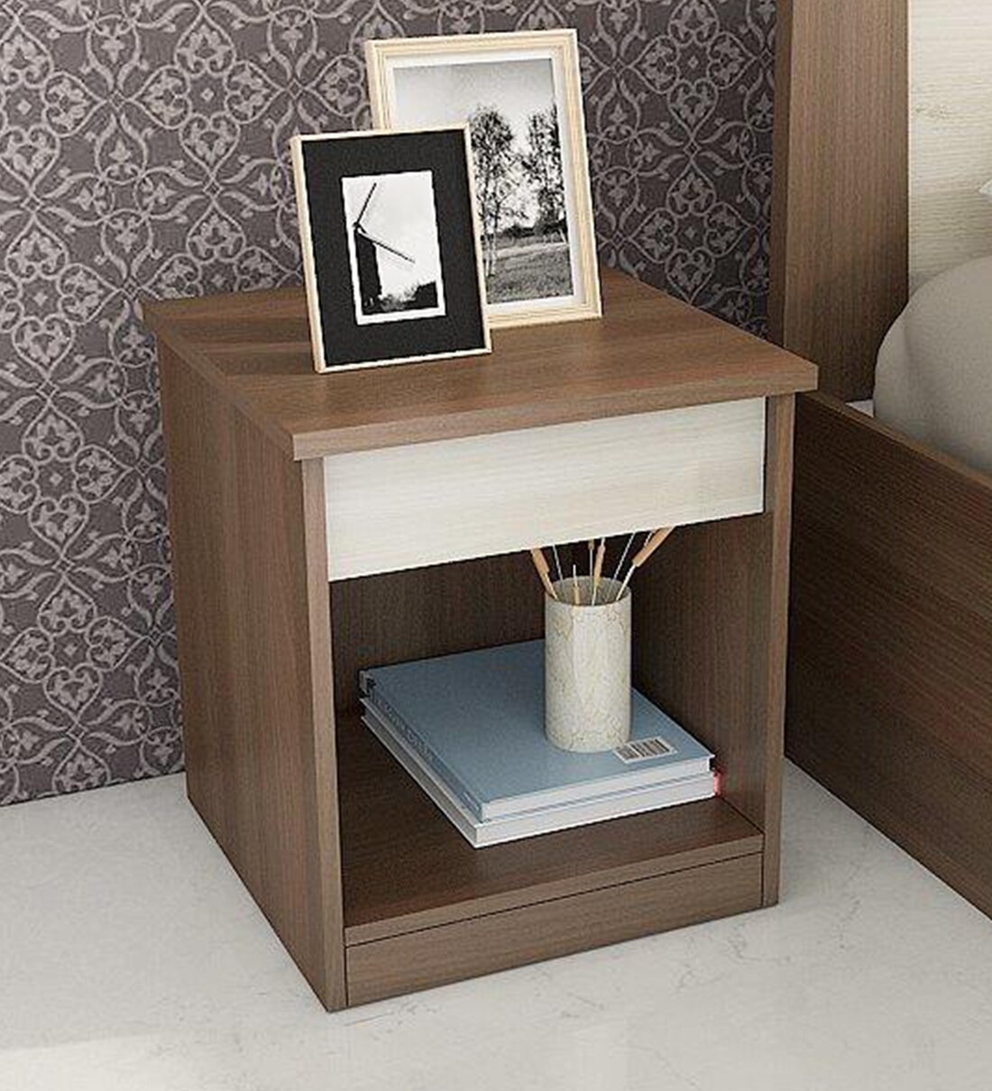 Buy Kosmo Crescent Bedside Table by Spacewood Online Modern Night