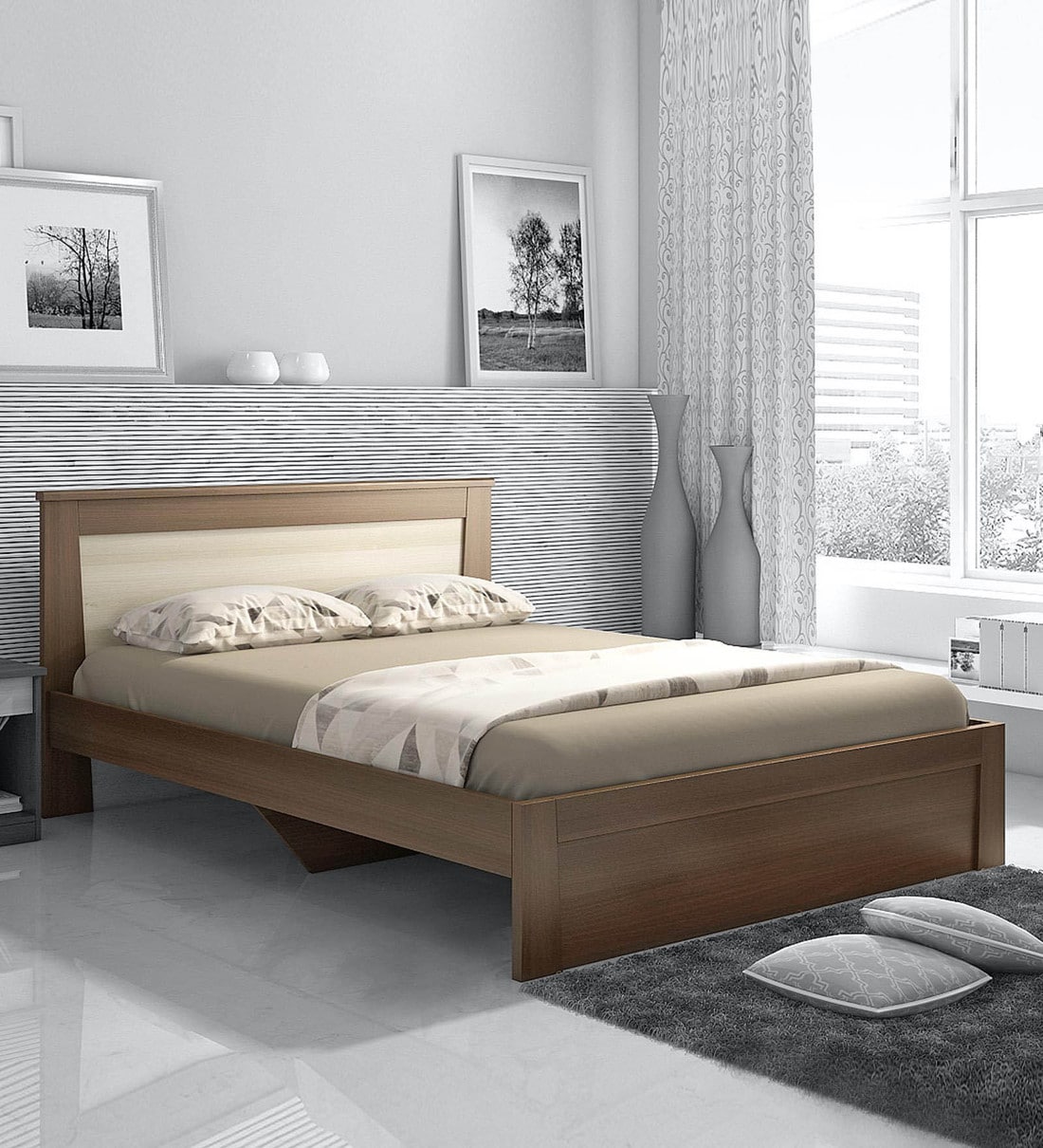 Buy Kosmo Denver Queen Size Bed in Balliness Pine Finish Online