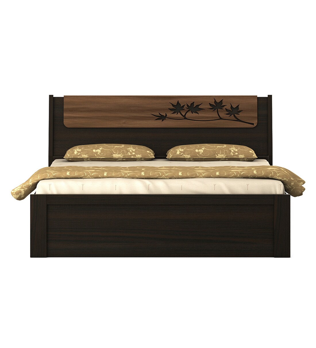 Buy Kosmo Maple Queen Size Bed in Fumed Oak Melamine Finish with