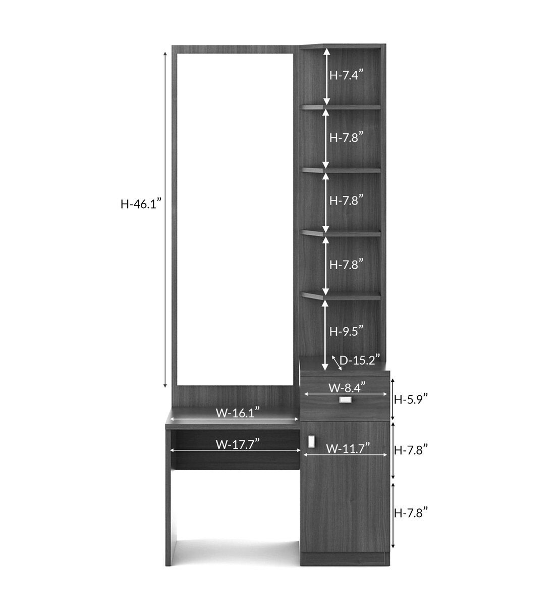 Buy Kosmo Premium Dressing Unit in Walnut Rigato Woodpore Melamine