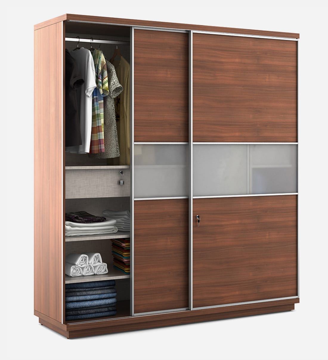 Buy Kosmo Universal Wardrobe in Walnut Rigato Melamine Finish by