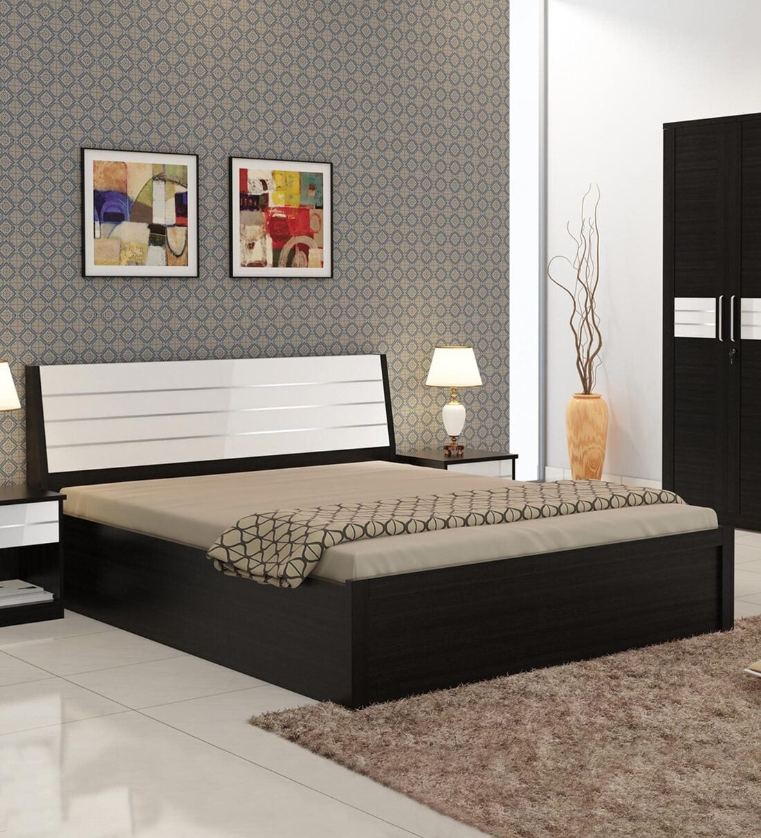 Buy Kosmo Viva Queen Size Bed In Natural Wenge Finish with Box