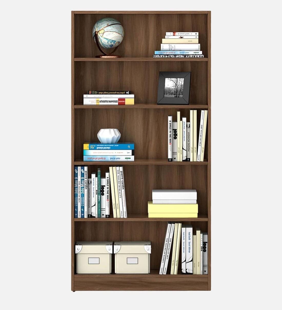 Buy Kosmo Willam Bookshelf In Walnut Bronze Finish with 5 Tier at